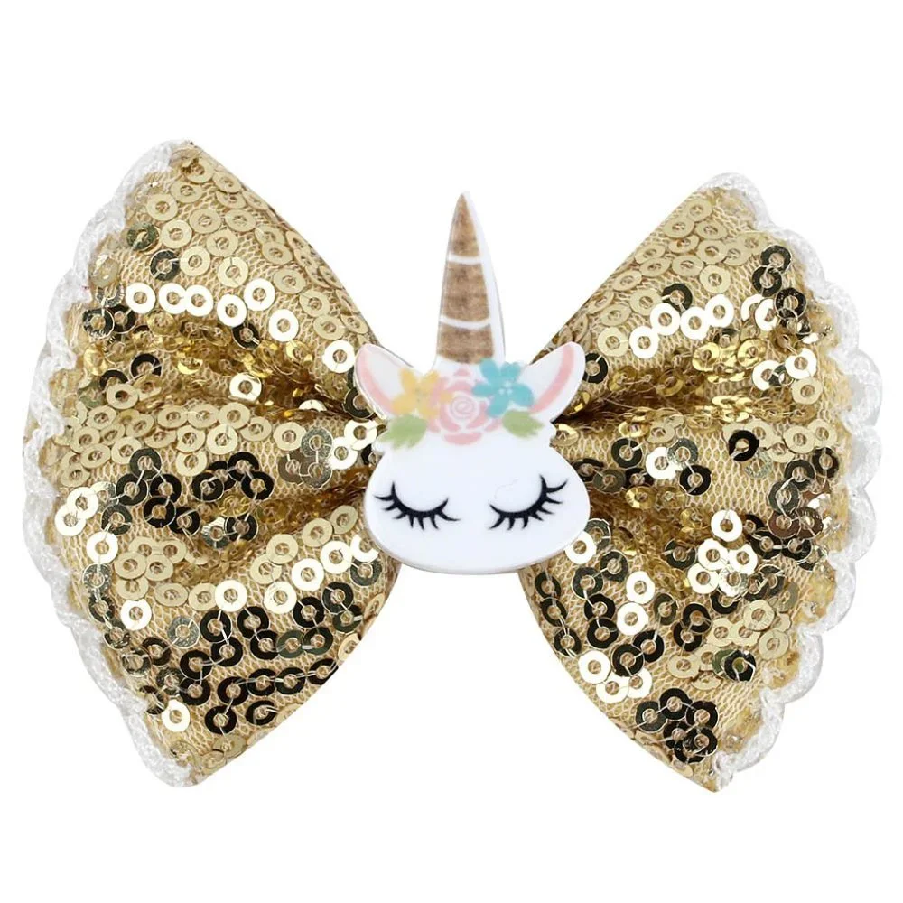 Unicorn Girls 3-Inch Hair Bow Clip
